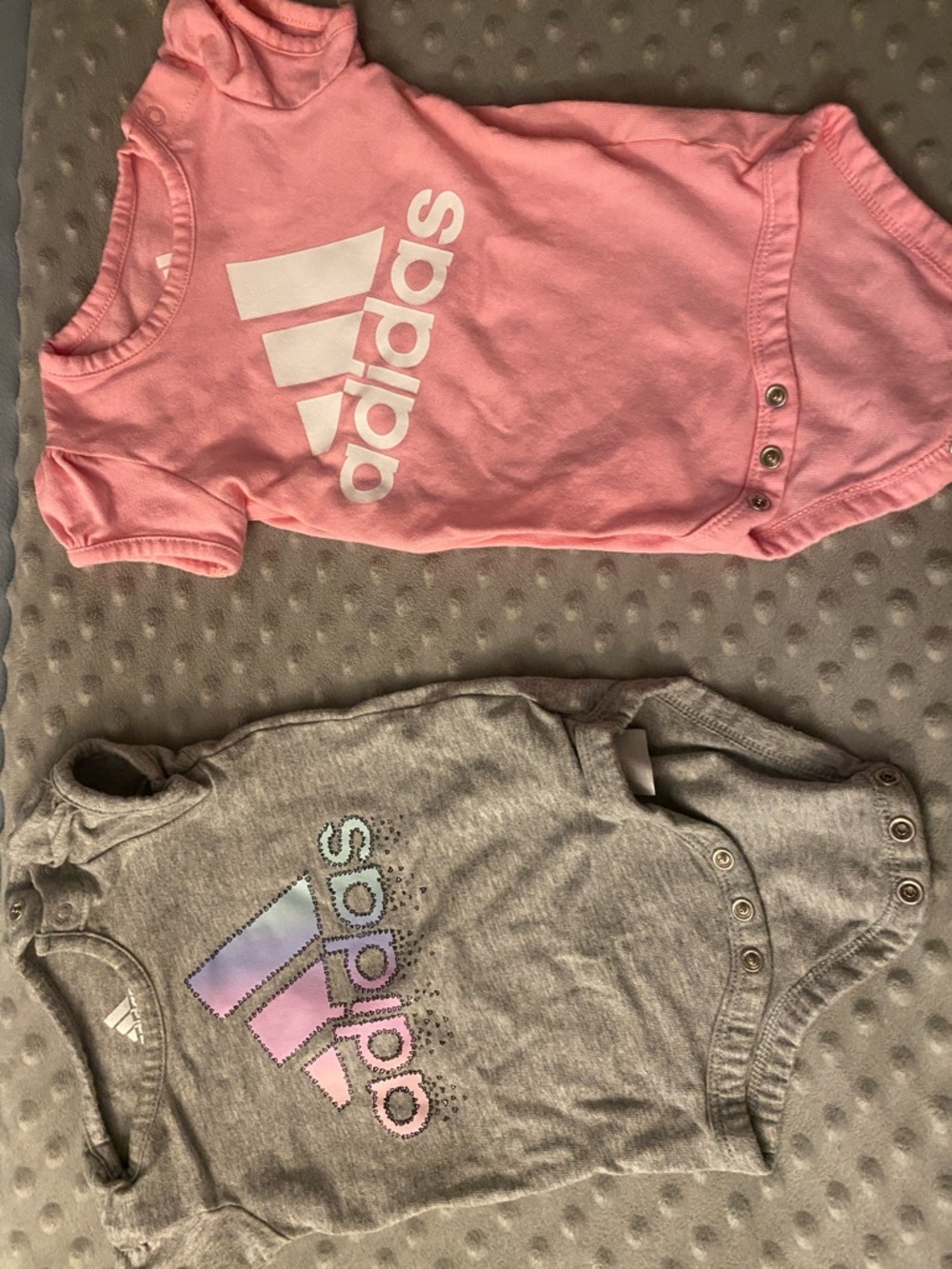 adidas Pink Short-Sleeve Baby Bodysuit with White Logo